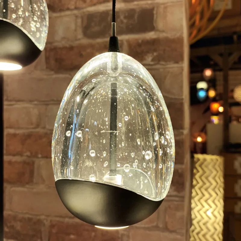 Tafellamp | 9,5 cm | Clear Egg | 2 lichts | zwart | glas metaal | moderne decoratieve van Highlight – productfoto 2 van 3