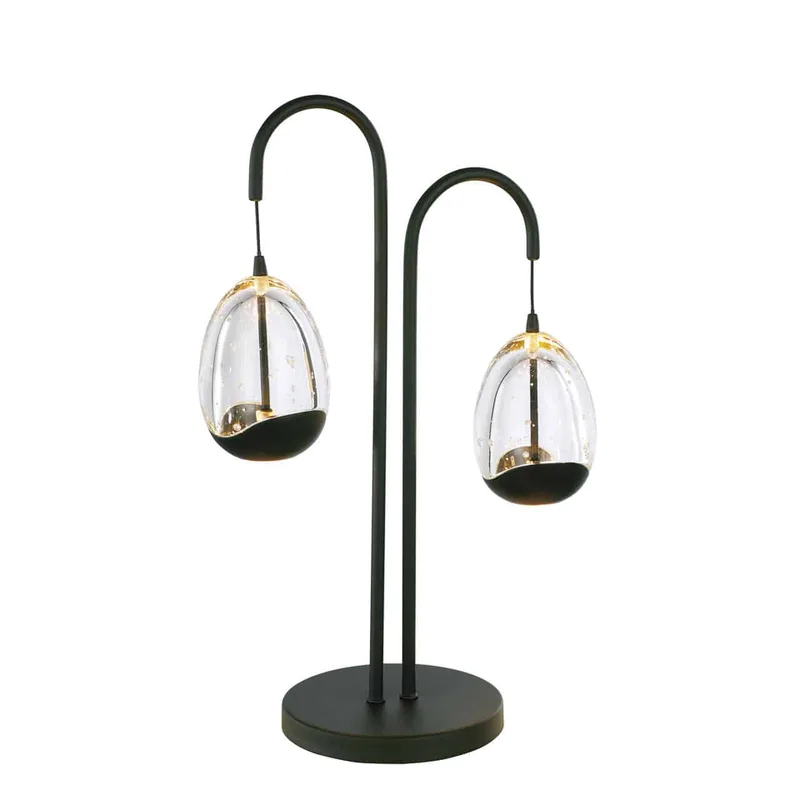 Tafellamp | 9,5 cm | Clear Egg | 2 lichts | zwart | glas metaal | moderne decoratieve van Highlight – productfoto 1 van 3