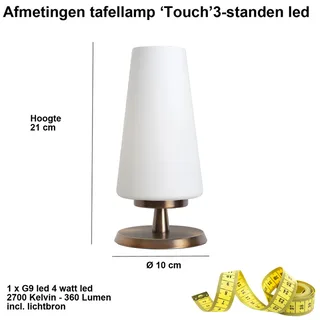 Tafellamp Touch | brons | 20 cm | wit | dimbaar | slaapkamer lamp fra Highlight – produktbillede 3 af 3