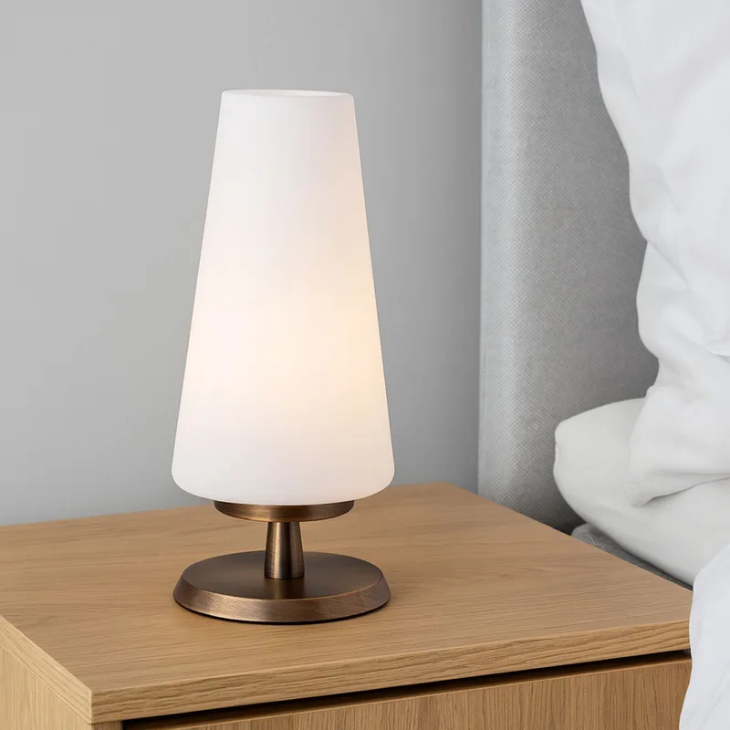 Tafellamp Touch | brons | 20 cm | wit | dimbaar | slaapkamer lamp fra Highlight – produktbillede 1 af 3