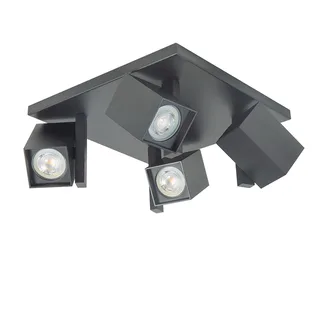 Vierkante plafondspot Oslo | 4 lichts | zwart | metaal | 25 x 25 cm | eetkamer / woonkamer lamp von Highlight – Produktfoto 1 von 3