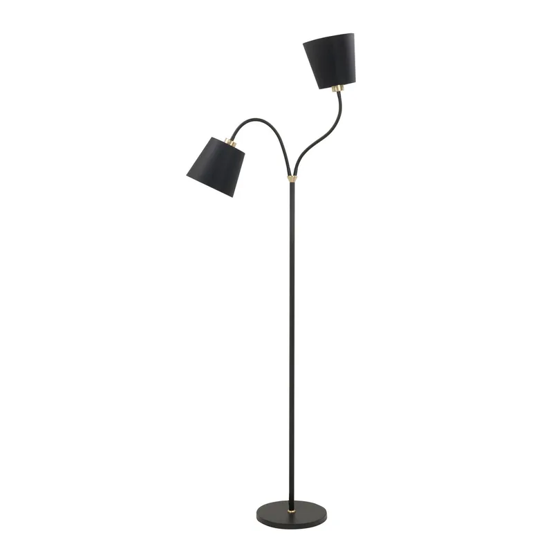 Vloerlamp | 22 cm/26 cm | texas | 2 lichts | E27 | goud zwart | metaal stof | moderne landelijke de Highlight – photo produit