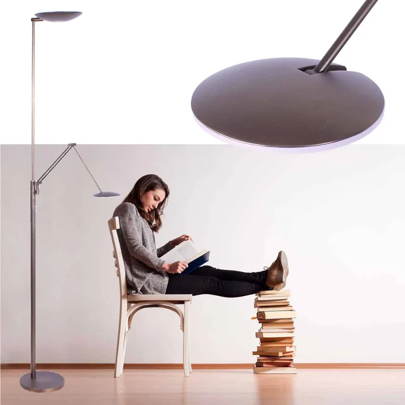 Vloerlamp | 23 cm | sapporo-geneva | 2 lichts | LED | brons | metaal | moderne design verlichting de Highlight – photo produit 2 sur 3