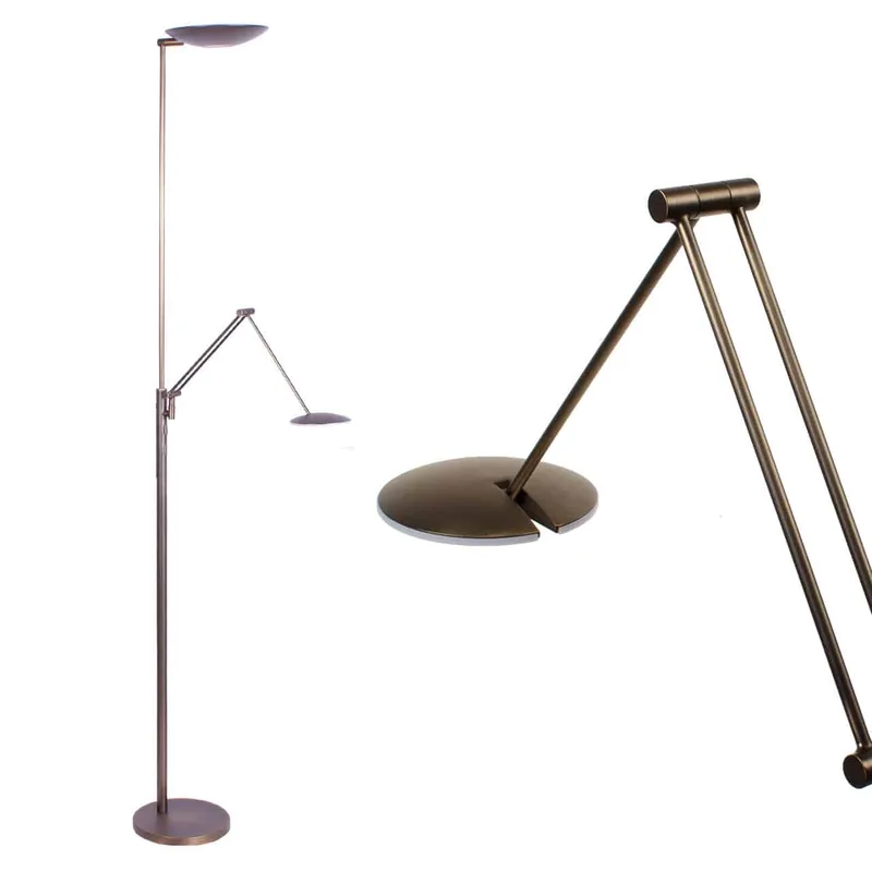 Vloerlamp | 23 cm | sapporo-geneva | 2 lichts | LED | brons | metaal | moderne design verlichting de Highlight – photo produit 1 sur 3