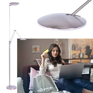 Vloerlamp | 23 cm | sapporo-geneva | 2 lichts | LED | grijs staal | metaal | design modern fra Highlight – produktbillede 2 af 3