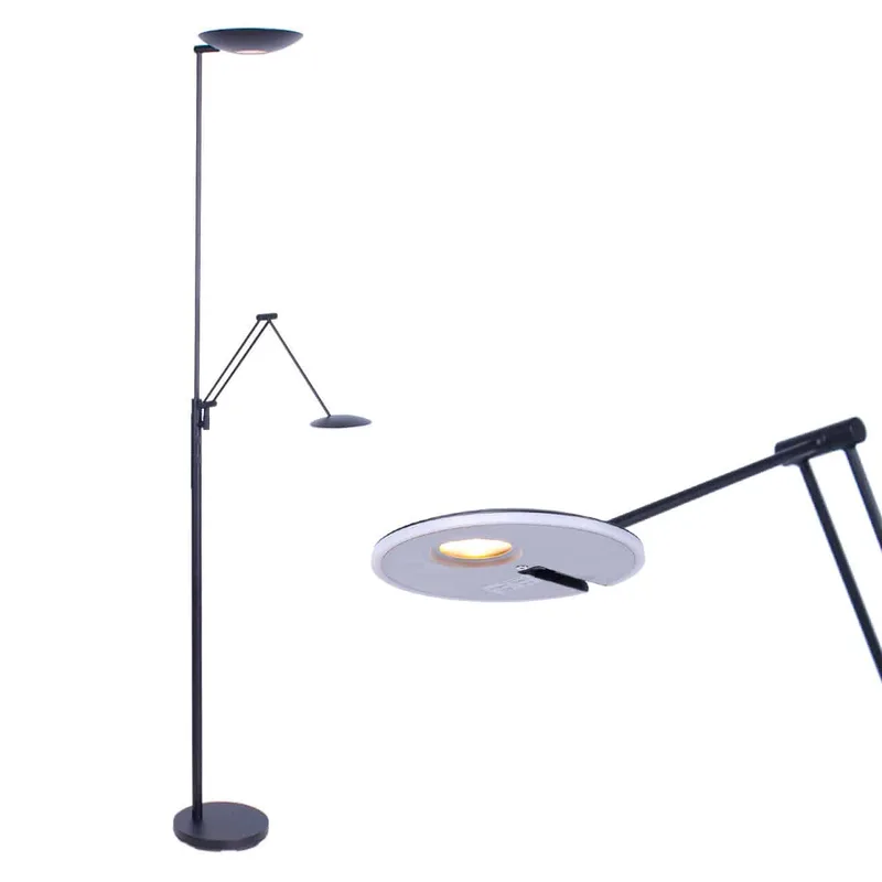 Vloerlamp | 23 cm | Sapporo-geneva | 2 lichts | LED | zwart | metaal | moderne verlichting fra Highlight – produktbillede 1 af 3