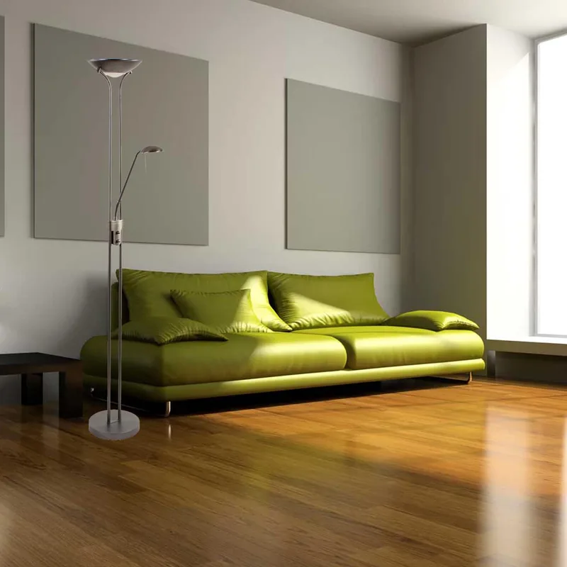 Vloerlamp | 25 cm | New Luna vloerlampen | 2 lichts | LED | brons bruin | glas metaal | moderne van Highlight – productfoto 2 van 3
