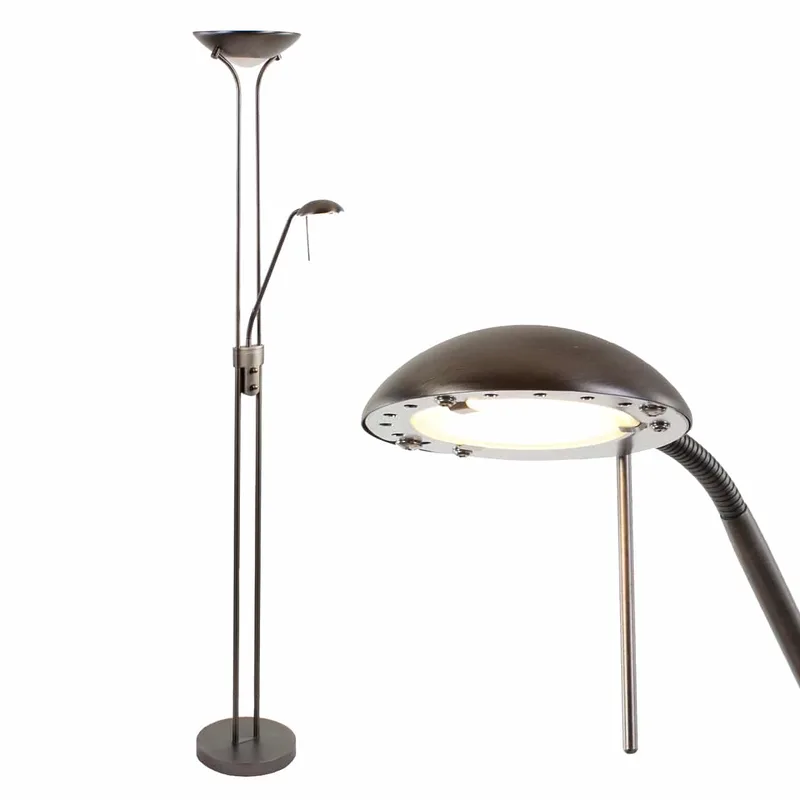 Vloerlamp | 25 cm | New Luna vloerlampen | 2 lichts | LED | brons bruin | glas metaal | moderne van Highlight – productfoto 1 van 3