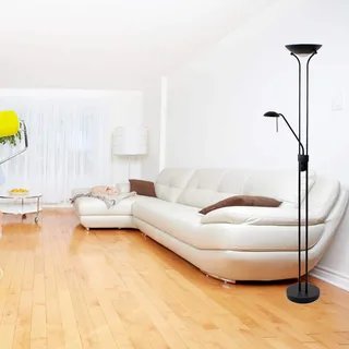 Vloerlamp | 25 cm | New Luna vloerlampen | 2 lichts | LED | zwart | glas metaal | moderne design de Highlight – photo produit 2 sur 3