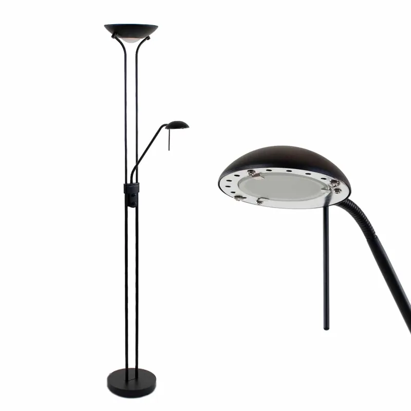 Vloerlamp | 25 cm | New Luna vloerlampen | 2 lichts | LED | zwart | glas metaal | moderne design de Highlight – photo produit 1 sur 3