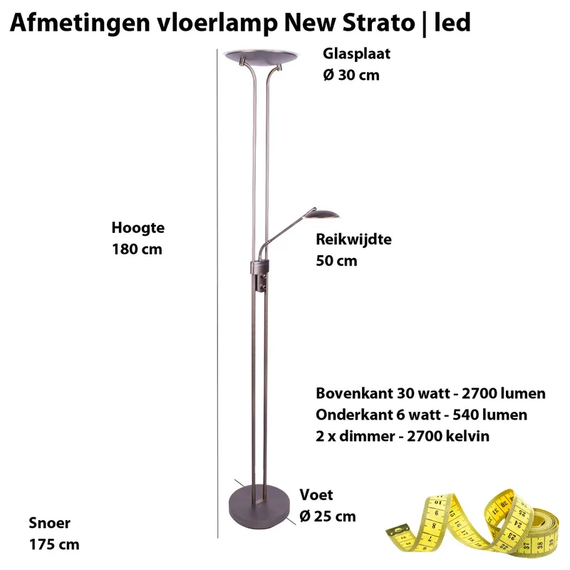 Vloerlamp | 30 cm | empoli vloerlampen | 2 lichts | LED | brons/bruin | glas metaal | design by Highlight – product photo 3 of 3