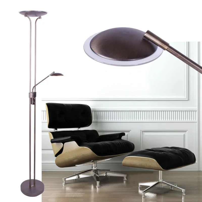 Vloerlamp | 30 cm | empoli vloerlampen | 2 lichts | LED | brons/bruin | glas metaal | design by Highlight – product photo 2 of 3