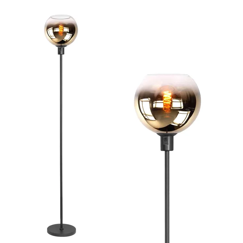 Vloerlamp | 30 cm | fantasy globe goud - helder | E27 | amber zwart | glas metaal | decoratieve by Highlight – product photo 1 of 3