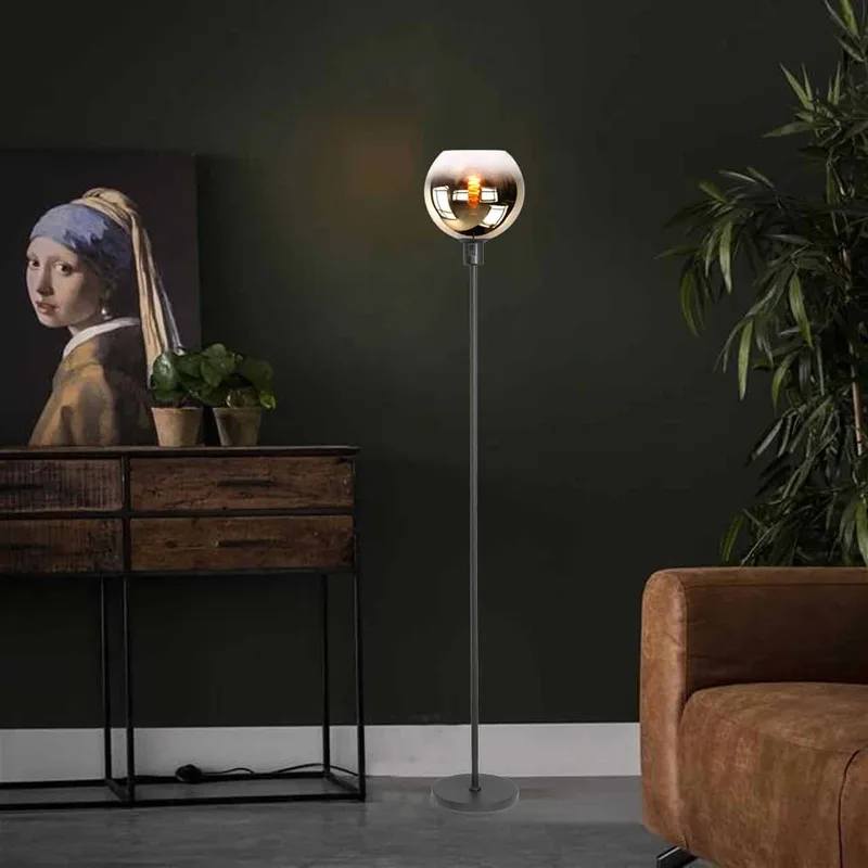 Vloerlamp | 30 cm | fantasy globe goud - helder | E27 | amber zwart | glas metaal | decoratieve by Highlight – product photo 2 of 3