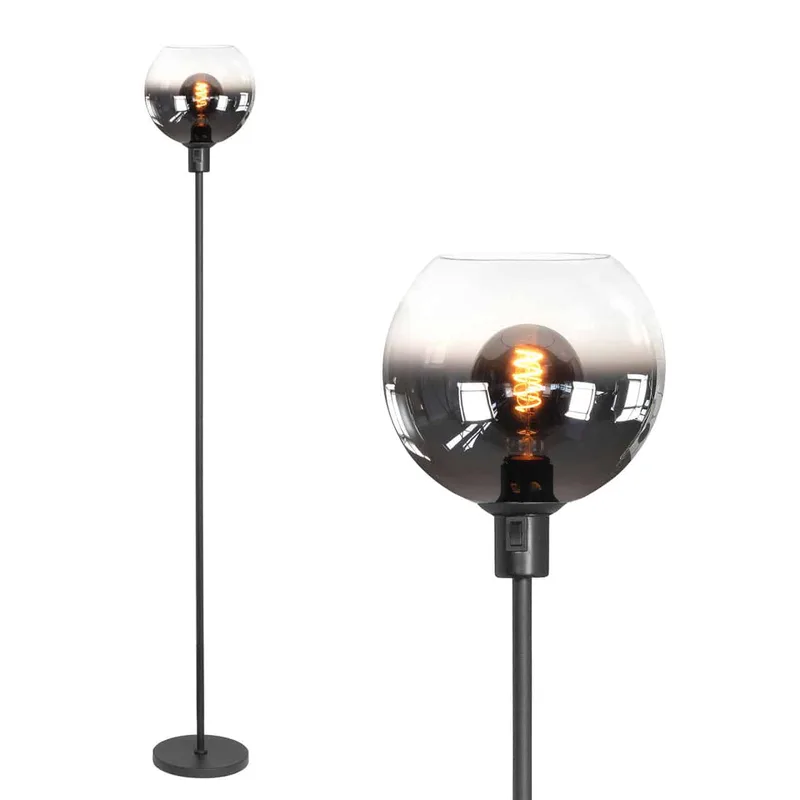 Vloerlamp | 30 cm | Fantasy globe titaan - helder | E27 | smoke zwart | glas metaal | modern de Highlight – photo produit 1 sur 3
