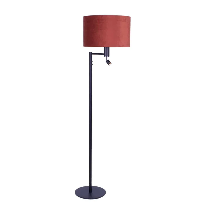 Vloerlamp | 40 cm | vloerlampen met kap | 2 lichts | E27 | goud koper zwart | metaal stof | modern de Highlight – photo produit 1 sur 3