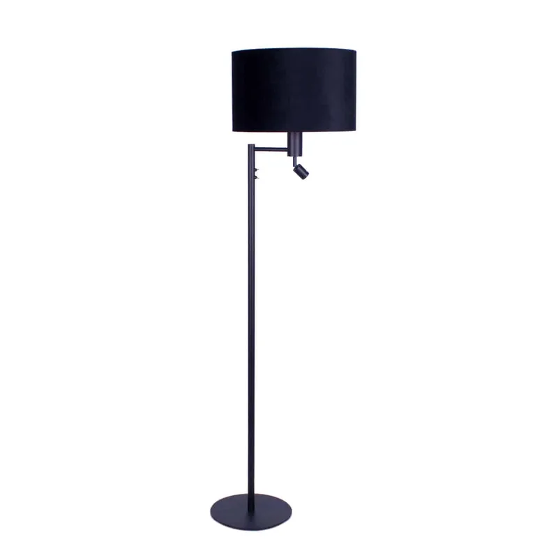 Vloerlamp | 40 cm | vloerlampen met kap | 2 lichts | E27 | goud, zwart | metaal, stof | moderne de Highlight – photo produit 1 sur 3