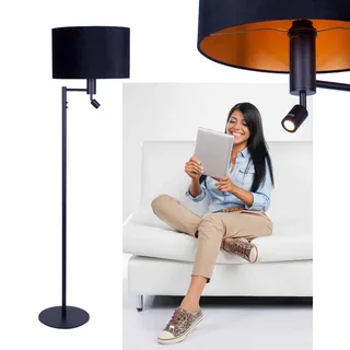 Vloerlamp | 40 cm | vloerlampen met kap | 2 lichts | E27 | goud, zwart | metaal, stof | moderne de Highlight – photo produit 2 sur 3