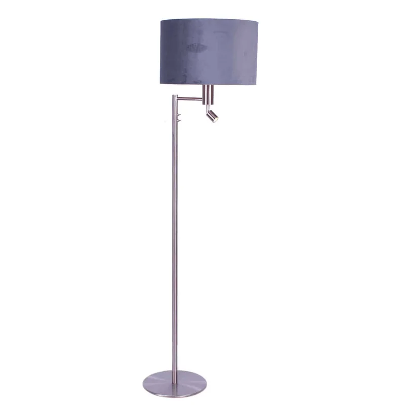 Vloerlamp | 40 cm | vloerlampen met kap | 2 lichts | E27 | grijs staal taupe | metaal stof | modern van Highlight – productfoto 1 van 3