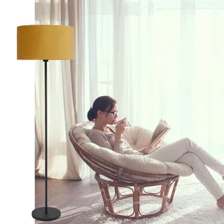 Vloerlamp | 45 cm | project | E27 | geel zwart | metaal stof | decoratieve landelijke lifestyle de Highlight – photo produit 2 sur 2