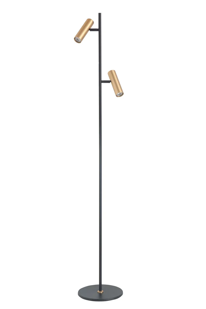 Vloerlamp Trend 2 lichts H 141 cm incl mini GU10 zwart goud van Highlight – productfoto