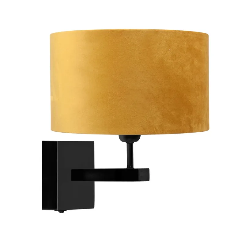 Wandlamp | 20 cm | Project | E27 | geel zwart | metaal stof | decoratieve landelijke lifestyle fra Highlight – produktbillede 1 af 3