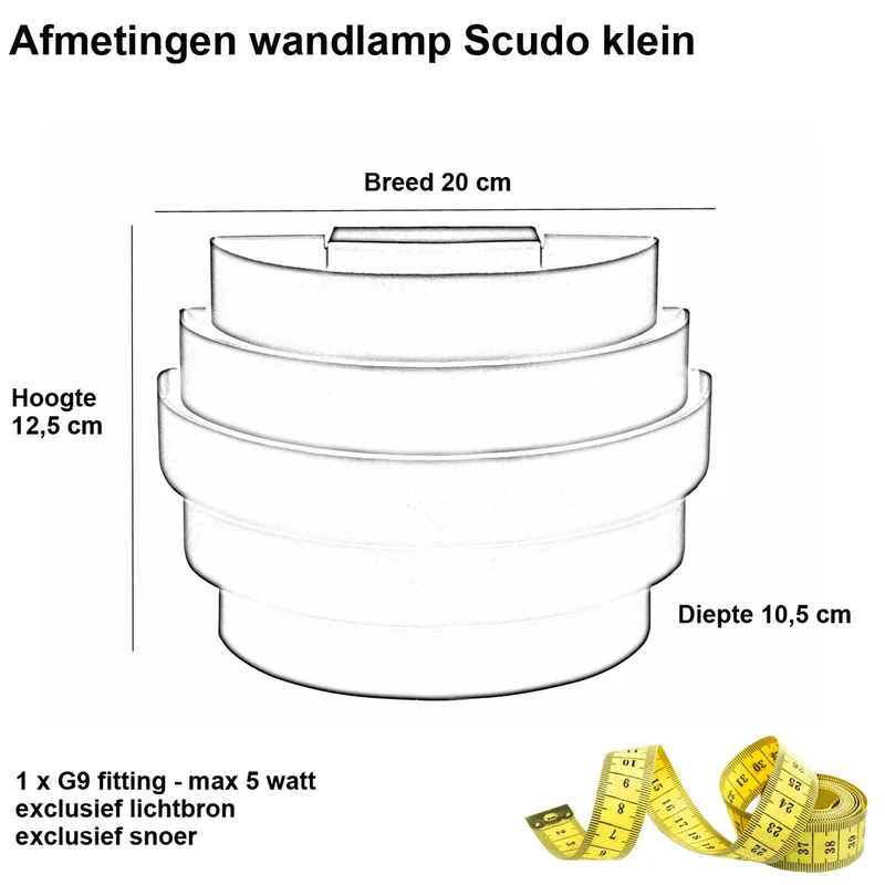 Wandlamp | 20 cm | scudo wandlampen | G9 | goud, wit | aluminium, metaal | decoratieve verlichting de Highlight – photo produit 3 sur 3