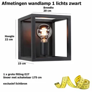 Wandlamp | 20x20x22 cm | Fragola/Esteso | E27 | zwart | metaal | industrieel modern de Highlight – photo produit 3 sur 3