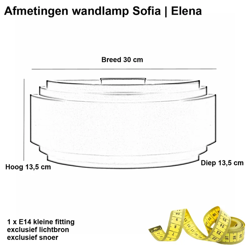 Wandlamp | 30 cm | Sofia/elena | E14 | goud, wit | aluminium, metaal | moderne, design, decoratieve van Highlight – productfoto 3 van 3