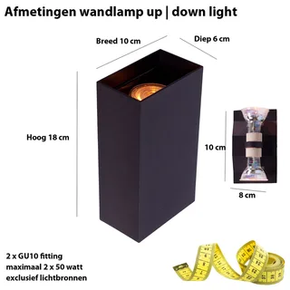 Wandlamp | Crown / Eros / Hera | 2 lichts | GU10 | zwart | aluminium metaal | moderne design sfeer de Highlight – photo produit 3 sur 3