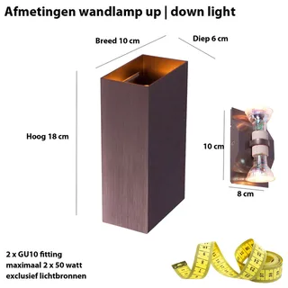 Wandlamp | Eros | 2 lichts | GU10 | brons bruin | aluminium metaal | moderne design sfeer de Highlight – photo produit 3 sur 3