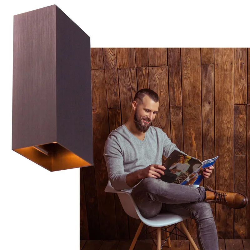 Wandlamp | Eros | 2 lichts | GU10 | brons bruin | aluminium metaal | moderne design sfeer de Highlight – photo produit 2 sur 3