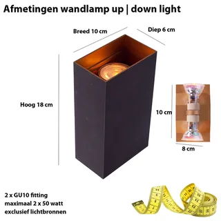 Wandlamp | Eros | 2 lichts | GU10 | goud zwart | aluminium metaal | moderne design sfeer verlichting de Highlight – photo produit 3 sur 3