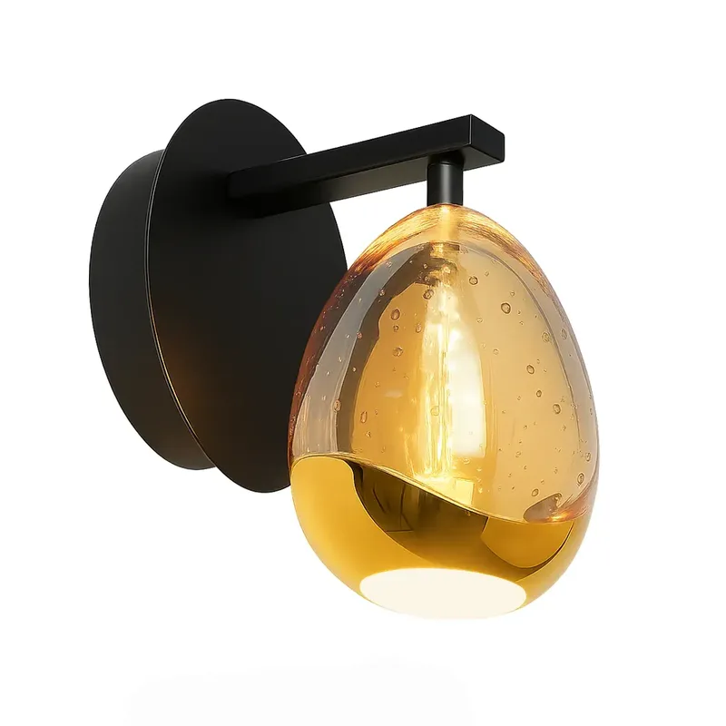 Wandlamp Golden Egg 1 lichts klein amber-zwart von Highlight – Produktfoto