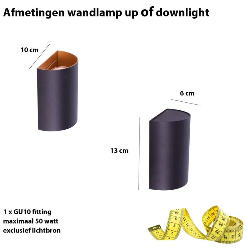 Wandlamp | Hera | GU10 | goud zwart | aluminium metaal | moderne design sfeer verlichting von Highlight – Produktfoto 3 von 3
