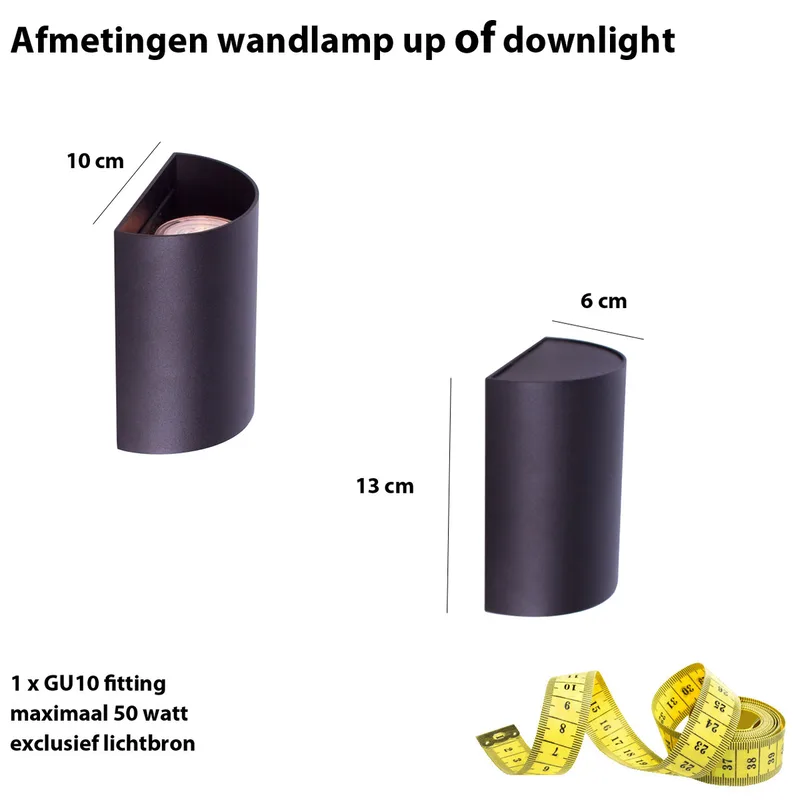 Wandlamp | Hera | GU10 | zwart | aluminium metaal | moderne design sfeer verlichting by Highlight – product photo 3 of 3