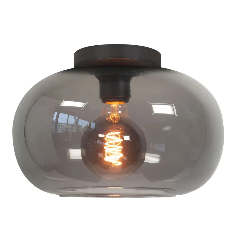 Zwarte plafondlamp | 1 lichts | smoke / zwart | niet spiegelend | glas / metaal | diameter 31 cm von Highlight – Produktfoto