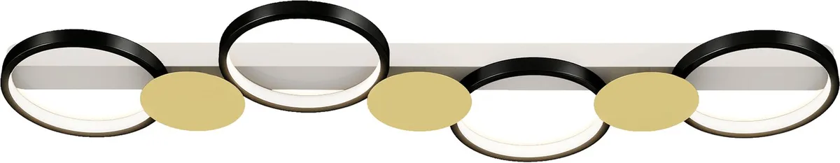 Ceiling Light-Staal, Siliconen-100L x 31B x 7H cm-Zwart+Goudtint de Homcom en Noir, Goudtint, Blanc – photo produit
