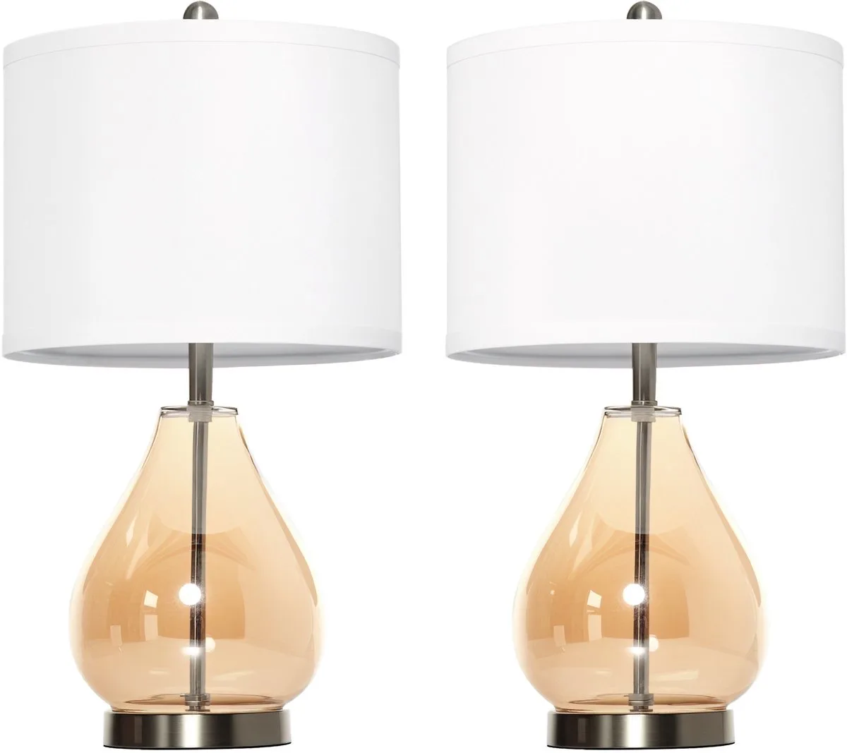 HOMCOM-Nachttischlampe--Ø30 x 56H cm-Weiß+Silber+Bernstein fra Homcom i Weiß+Silber+Bernstein – produktbillede