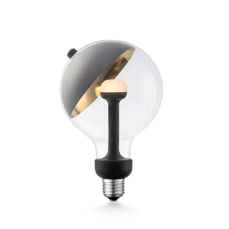 Design LED Lichtbron Move Me - Zwart/Goud - 12/12/18.6cm - G120 Sphere LED lamp - Met verstelbare diffuser - Dimbaar - 5W 400lm by Home Sweet Home – product photo