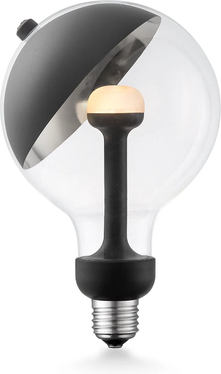 Design LED Lichtbron Move Me - Zwart/Zilver - 12/12/18.6cm - G120 Sphere LED lamp - Met verstelbare diffuser - Dimbaar - 5W 400lm van Home Sweet Home – productfoto