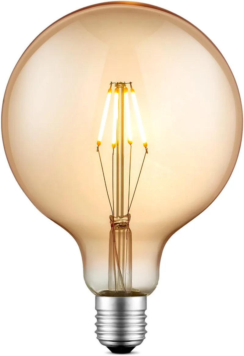 Edison Vintage E27 LED filament lichtbron Carbon - Amber - 12.5/12.5/17cm - G125 Global - Retro LED lamp - Dimbaar - 4W 400lm de Home Sweet Home – photo produit