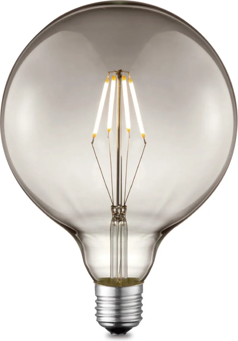 Edison Vintage E27 LED filament lichtbron Carbon - Rook - 12.5/12.5/17cm - G125 Global - Retro LED lamp - Dimbaar - 4W 120lm de Home Sweet Home – photo produit