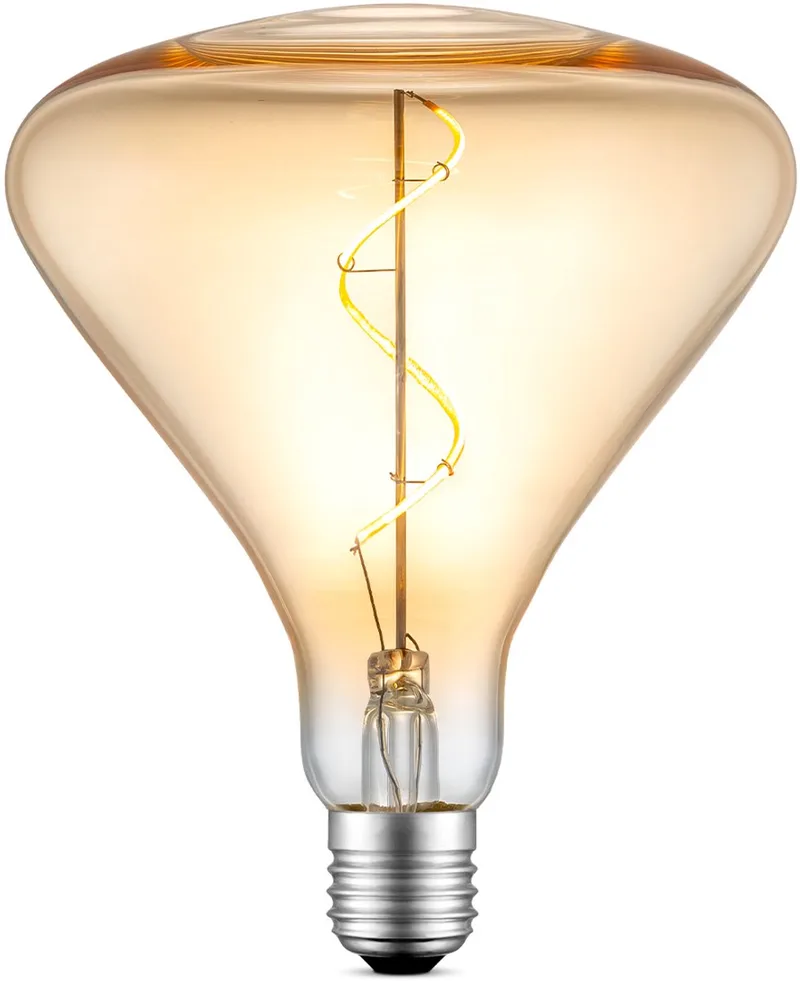 Edison Vintage E27 LED filament lichtbron Flex - Amber - 14/14/16cm - Spiraal - Retro LED lamp - Dimbaar - 3W 180lm 2700K - warm de Home Sweet Home – photo produit