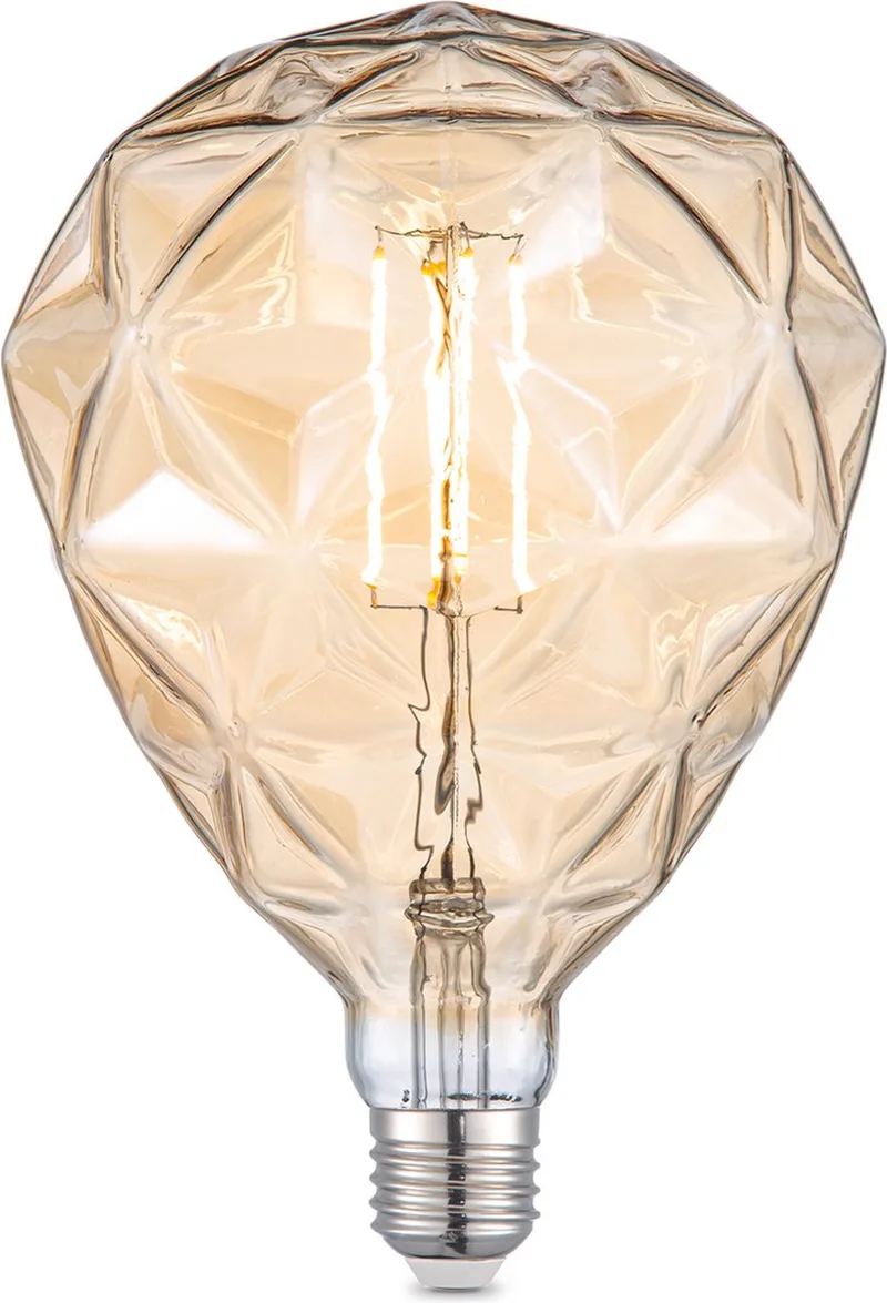 Edison Vintage E27 LED filament lichtbron Globe - Amber - 15/15/22cm - G125 Deco - Retro LED lamp - Dimbaar - 4W 400lm 2700K van Home Sweet Home – productfoto