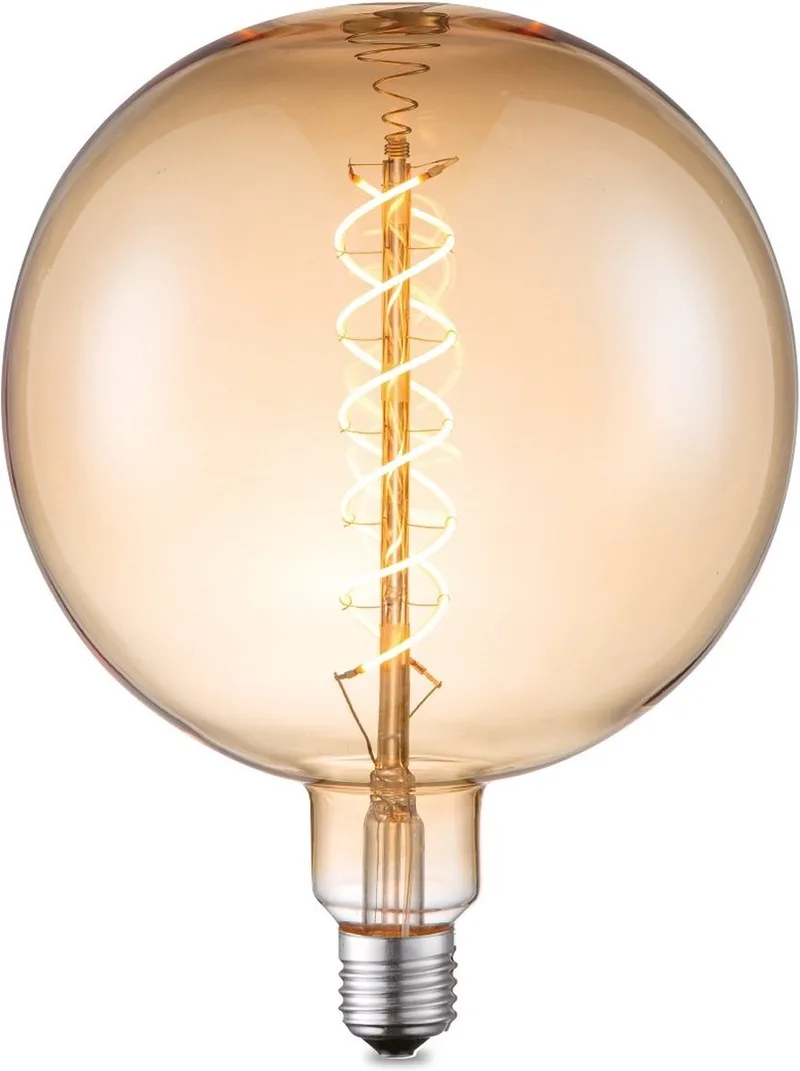 Edison Vintage E27 LED filament lichtbron Globe - Amber - 18/18/23cm - G180 Spiraal - Retro LED lamp - Dimbaar - 4W 280lm 2700K de Home Sweet Home – photo produit