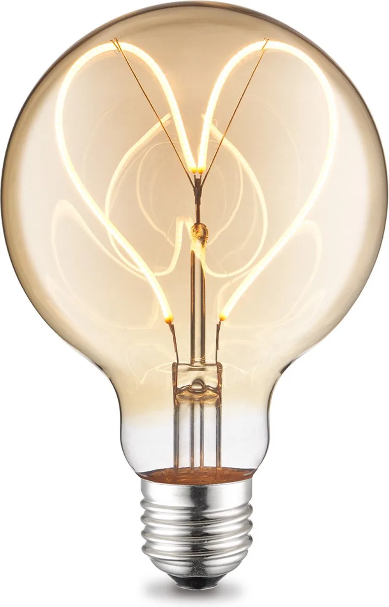 Edison Vintage E27 LED filament lichtbron Globe - Amber - 9.5/9.5/13.5cm - G95 Heart - Retro LED lamp - Dimbaar - 4W 280lm 2700K de Home Sweet Home – photo produit