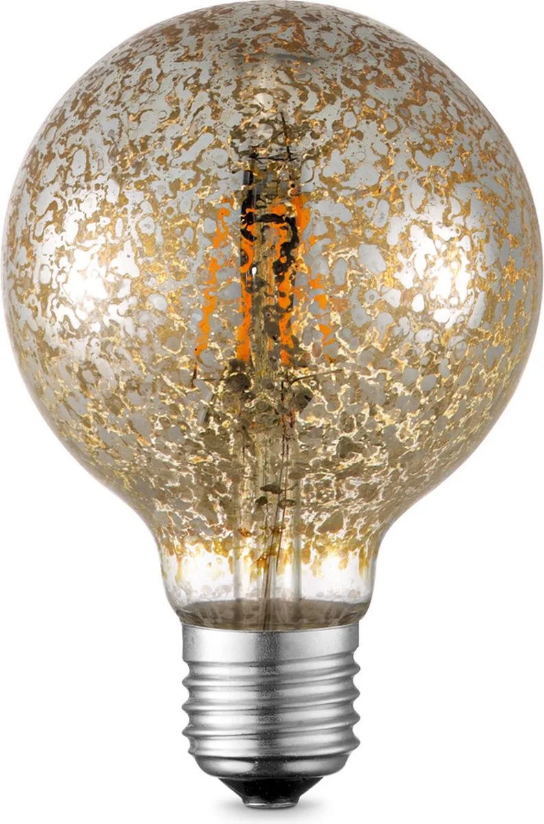 Edison Vintage E27 LED filament lichtbron Globe - Goud - 9.5/9.5/13.5cm - G95 Deco - Retro LED lamp - Dimbaar - 4W 340lm 2700K by Home Sweet Home – product photo