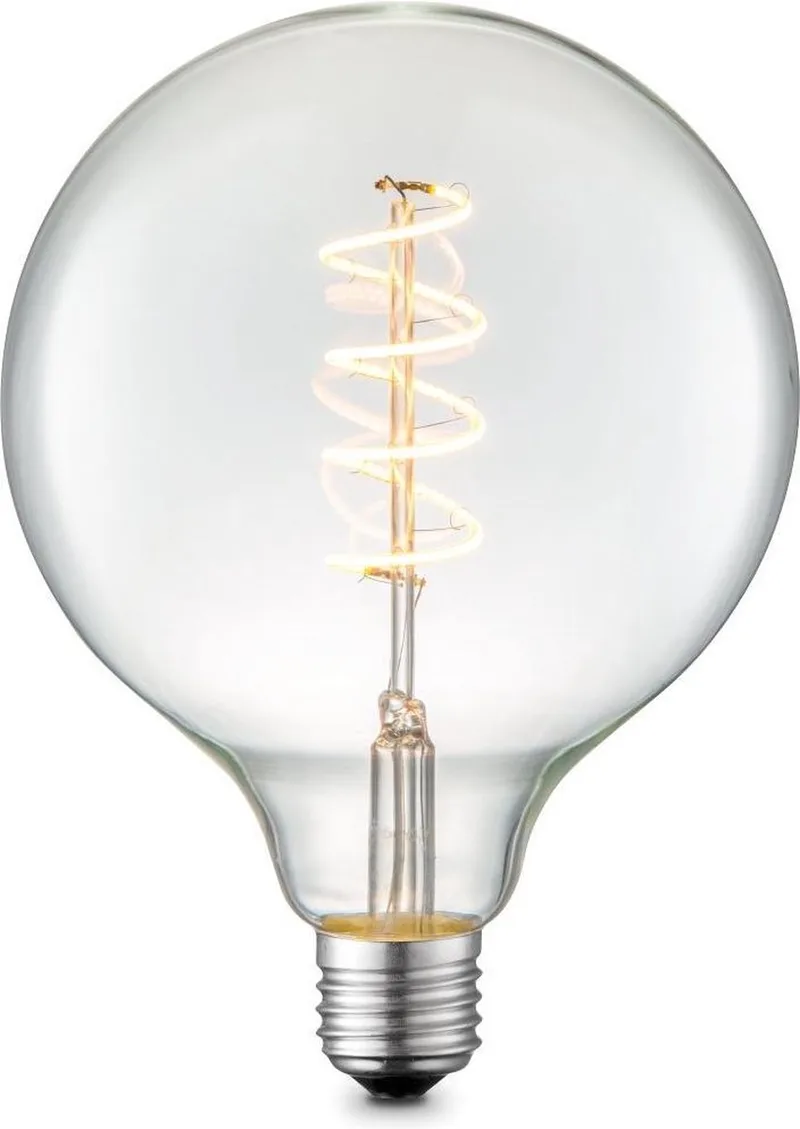 Edison Vintage E27 LED filament lichtbron Globe - Helder - 12.5/12.5/17cm - G125 Spiraal - Retro LED lamp - Dimbaar - 4W 280lm by Home Sweet Home – product photo