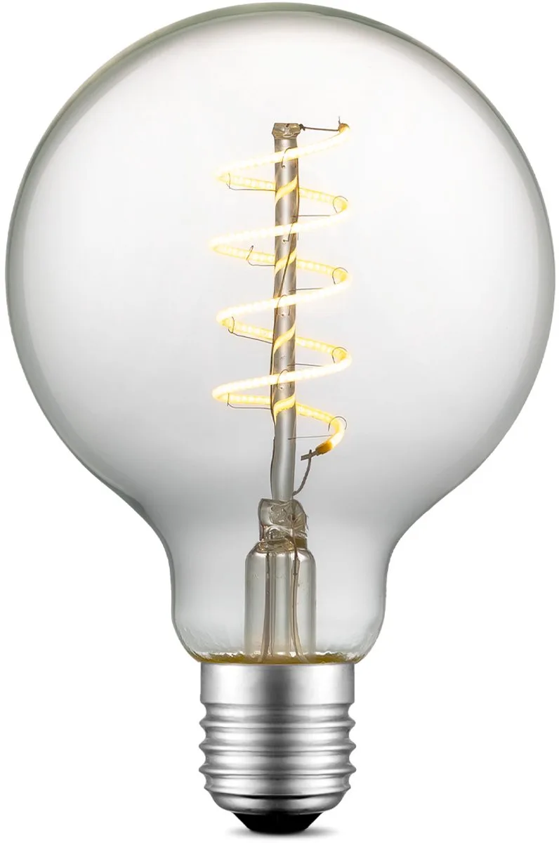 Edison Vintage E27 LED filament lichtbron Globe - Helder - 9.5/9.5/13.5cm - G95 Spiraal - Retro LED lamp - Dimbaar - 4W 280lm by Home Sweet Home – product photo